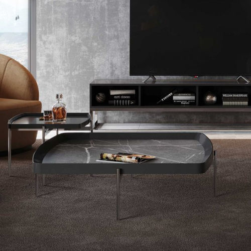 Table basse contemporaine - Capri - Stylish Club - en placage de bois / avec piètement en fer / carrée