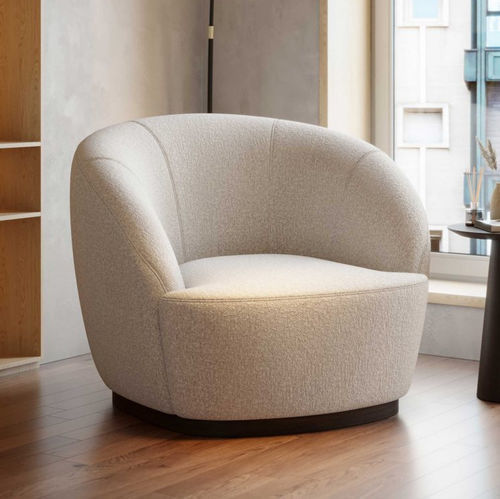 Fauteuil contemporain - Club - Stylish Club - en tissu / en noyer / avec repose-pieds