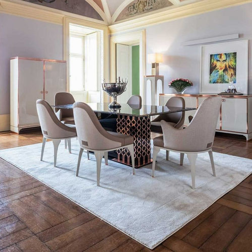 Chaise de salle à manger contemporaine - Cocktail - Stylish Club - d'intérieur / en velours / avec piètement en plaqué bois