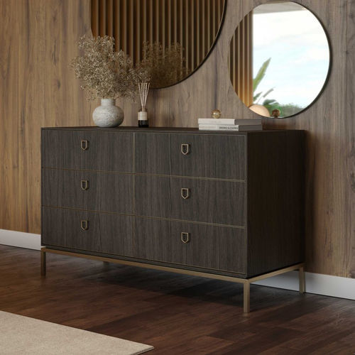 Commode contemporaine - Cocktail - Stylish Club - en placage de bois / en laiton / rectangulaire