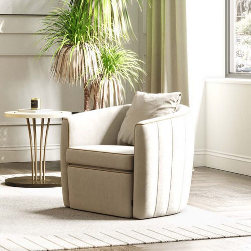 Fauteuil contemporain - Fortune - Stylish Club - en tissu / rond / gris