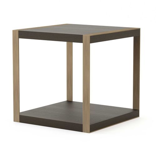 Table d'appoint contemporaine - Empire - Stylish Club - en placage de bois / avec piètement en laiton / carrée