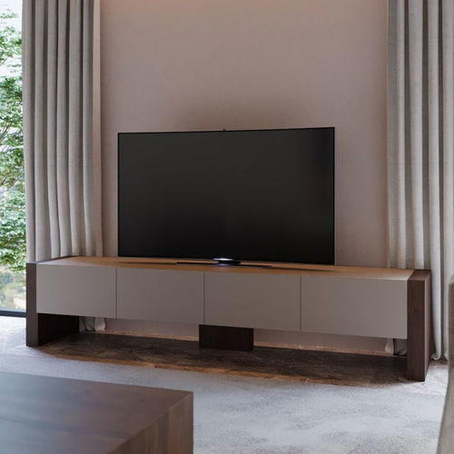 Meuble TV contemporain - Faro - Stylish Club - lowboard / en placage de bois / blanc
