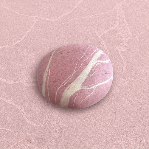 Pouf contemporain - PINK DREAM - Katsu Stones - en laine / rond / fait main