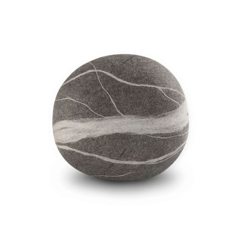 Pouf contemporain - WAVE - Katsu Stones - en laine / rond / fait main