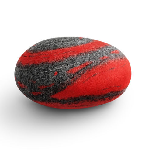 Pouf contemporain - RED MARS - Katsu Stones - en laine / rond / fait main