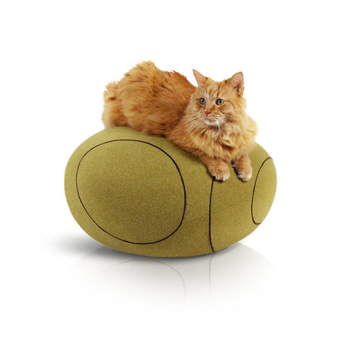 Pouf contemporain - MACADAMIA - Katsu Stones - en laine / rond / fait main