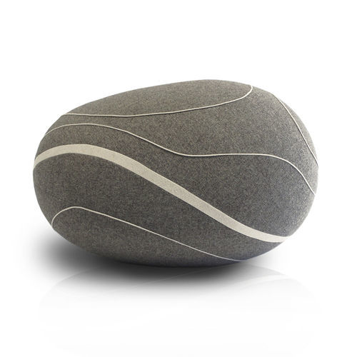 Pouf contemporain - DEVON - Katsu Stones - en laine / rond / fait main