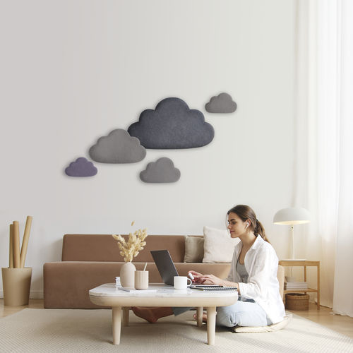 Panneau acoustique pour mur - CLOUDS - Katsu Stones - en laine / gris / résidentiel