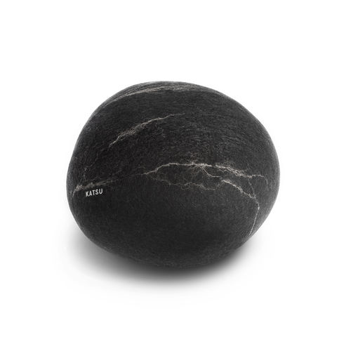 Pouf contemporain - LAVA - Katsu Stones - en laine / rond / fait main