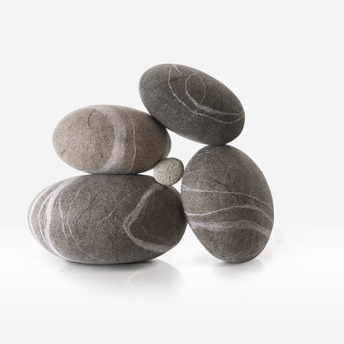 Pouf contemporain - DELTA - Katsu Stones - en laine / rond / fait main