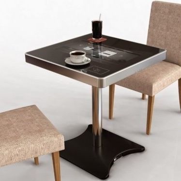 Table bistrot contemporaine - D-Néo - DYMENSION - en métal / avec piètement en métal chromé / carrée