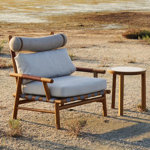 Chaise longue d'extérieur contemporaine - UZ - Yaaz - en tissu / en teck / en teck