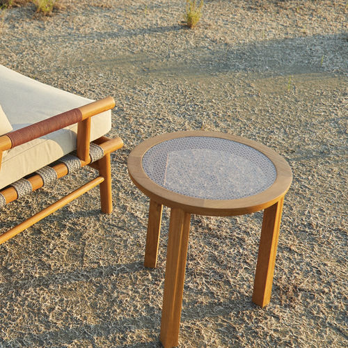 Table basse design - SINI  - Yaaz - en teck / avec piètement en teck / ronde