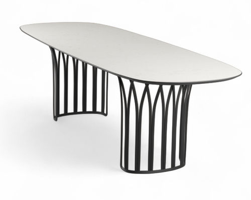 Table à manger design - KORU - Yaaz - aluminium / avec piètement en aluminium / rectangulaire