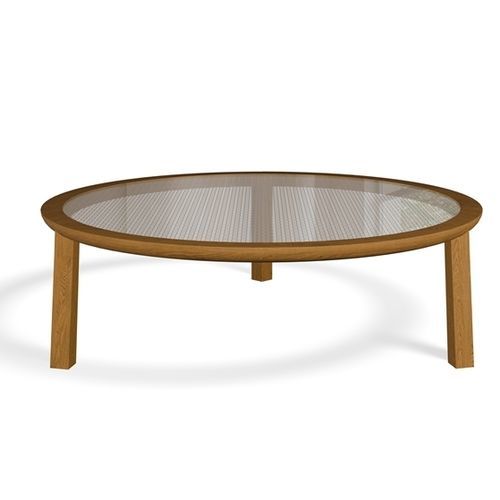 Table basse contemporaine - SINI - Yaaz - en teck / avec piètement en teck / ronde