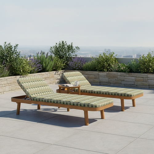 Bain de soleil contemporain - UZ - Yaaz - en Sunbrella® / en teck / de piscine