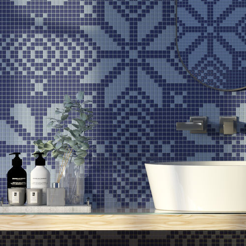 Mosaïque de lave - LACE AZZURRO - TESSERE - en pierre naturelle / en verre recyclé / brillante