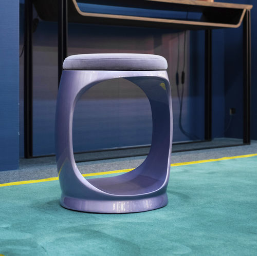 Tabouret contemporain - Signet Ring B10006 Lilac - Softicated - en velours / avec piètement en polyuréthane / tapissé
