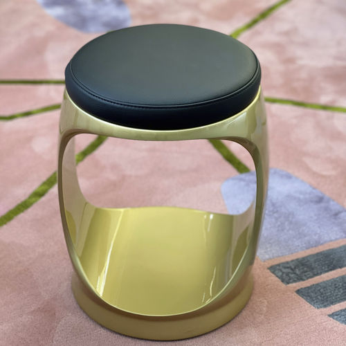 Tabouret contemporain - Signet Ring B10004 Gold - Softicated - en cuir / avec piètement en polyuréthane / tapissé