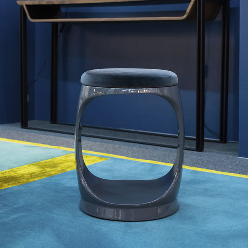 Tabouret contemporain - Signet Ring B10005 Gray - Softicated - en velours / avec piètement en polyuréthane / tapissé