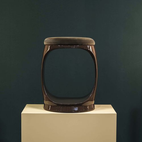 Tabouret contemporain - Signet Ring B10007 Brown - Softicated - en velours / avec piètement en polyuréthane / tapissé