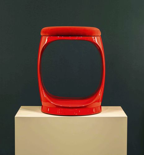 Tabouret contemporain - Signet Ring B10010  - Softicated - en velours / avec piètement en polyuréthane / tapissé