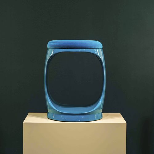 Tabouret contemporain - Signet Ring B10011 Turquoise - Softicated - en velours / avec piètement en polyuréthane / tapissé