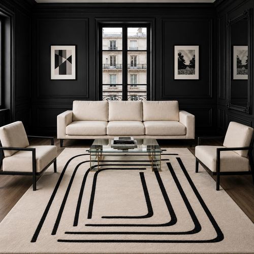 Tapis contemporain - SEPIA - Softicated - artistique / monochrome / motif abstrait
