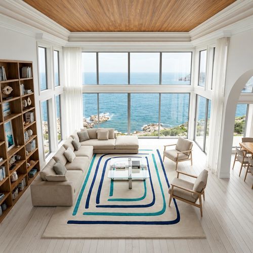 Tapis contemporain - Softicated - motif à vagues / en tencel® / en laine