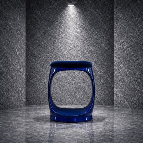 Tabouret contemporain - SIGNET RING B10002 NAVY - Softicated - en velours / avec piètement en polyuréthane / tapissé