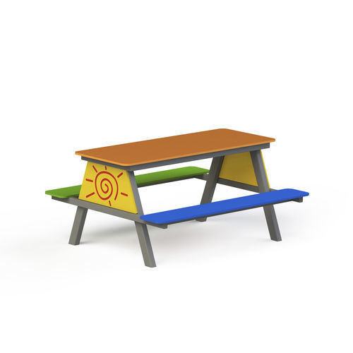Table de pique-nique contemporaine - HT03  - GOTINSHTAIN EOOD - en polyéthylène haute densité PEHD / avec piètement en métal / rectangulaire