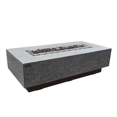 Brasero de jardin à gaz - KINGSALE - ELEMENTI - en béton / en verre / rectangulaire