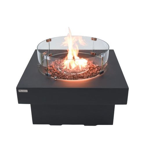 Brasero de jardin à gaz - MODENO - BRANFORD - ELEMENTI - en fonte minérale / carré / gris