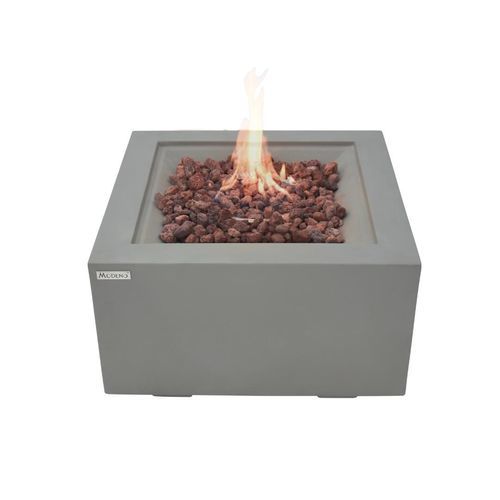 Brasero de jardin à gaz - MODENO - RIDGEFIELD - ELEMENTI - en composite ciment verre / en béton / carré