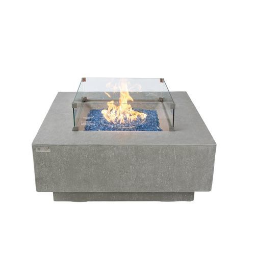 Brasero de jardin à gaz - VICTORIA - ELEMENTI - en composite ciment verre / carré