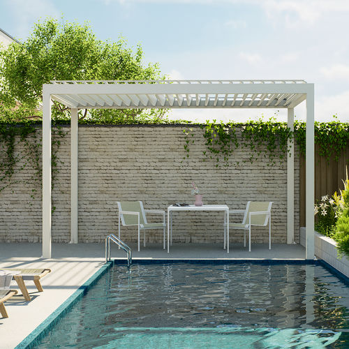 Pergola autoportée - LAGOM - Lavia Outdoor Living Space - adossée / en aluminium extrudé / à lames orientables