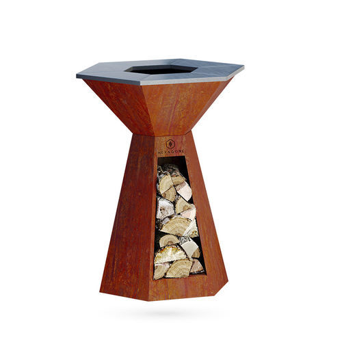 Brasero de jardin plancha - Agape|85 - Hexagone - à bois / en acier / en acier corten