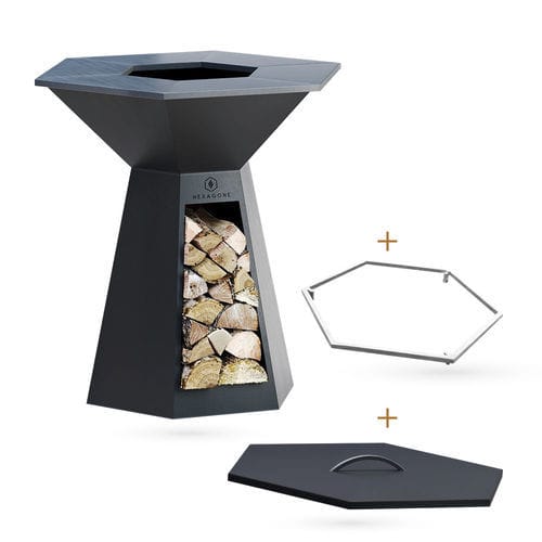 Brasero de jardin plancha - Pack Festin |105  - Hexagone - à bois / en acier / autres formes