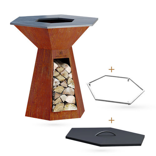 Brasero de jardin plancha - Feast Pack|105 - Hexagone - à bois / en acier corten / autres formes