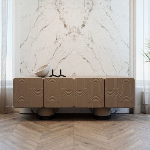 Buffet contemporain - VENUS G - ULTRAMOBILI - en bois laqué mat / à portes battantes / double