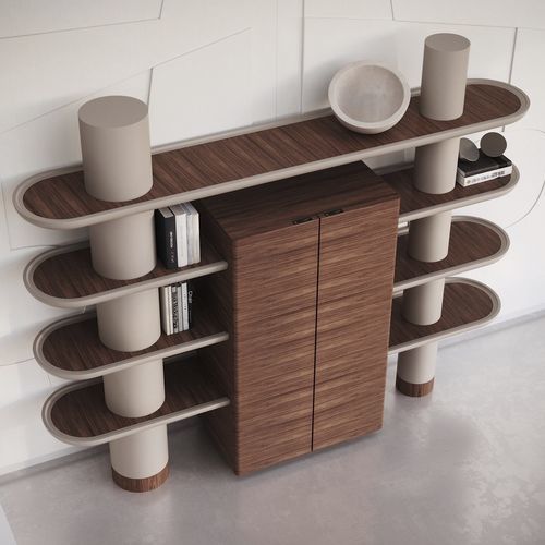 Étagère contemporaine - MINA INT1 - ULTRAMOBILI - en noyer / en bois laqué mat / en verre