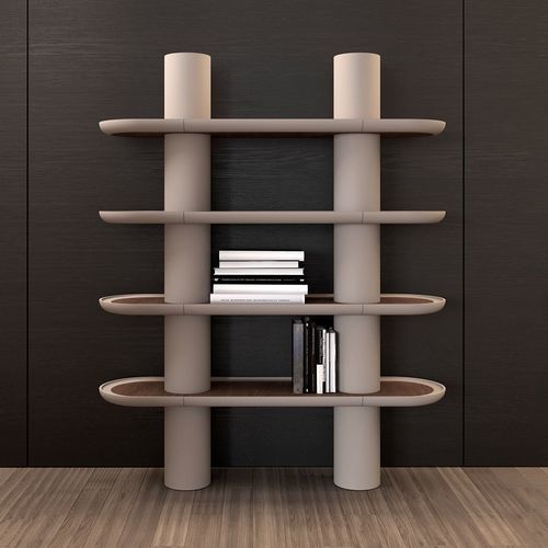 Étagère contemporaine - MINA - ULTRAMOBILI - en noyer / en bois laqué mat / lumineuse (LED)