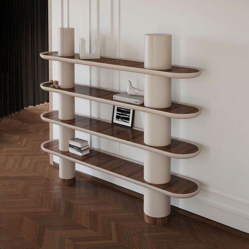 Étagère contemporaine - MINA  - ULTRAMOBILI - en noyer / en bois laqué mat / lumineuse (LED)