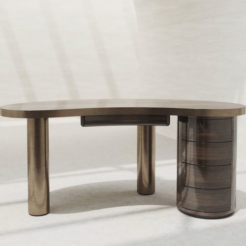 Bureau sur pied - SENECA - ULTRAMOBILI - contemporain / en métal / en eucalyptus