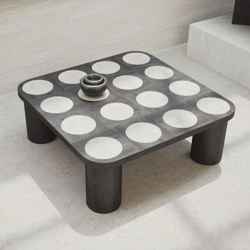 Table basse design Bauhaus - DAMA - ULTRAMOBILI - en chêne / en travertin / avec piètement en bois