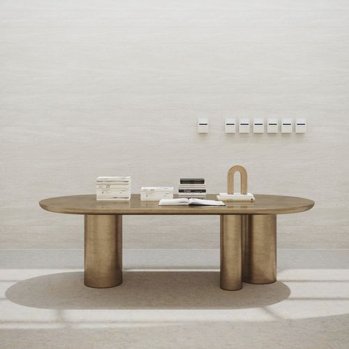 Table à manger contemporaine - Zeus  - ULTRAMOBILI - en métal laqué / en bronze / avec piètement en métal laqué