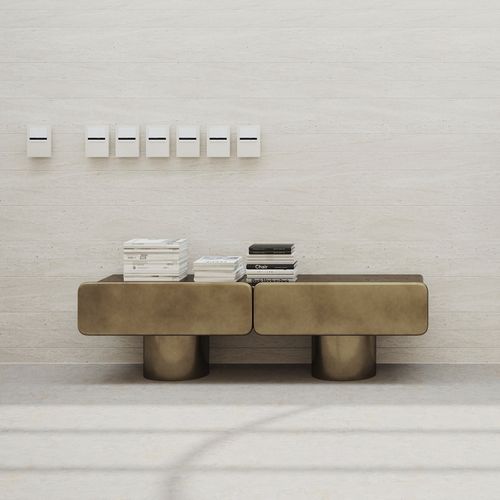 Buffet contemporain - MARTE2 - ULTRAMOBILI - en bois laqué mat / avec tiroirs / double