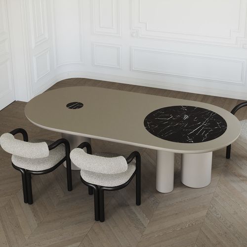 Table à manger contemporaine - Zeus  - ULTRAMOBILI - en bois / en marbre / avec piètement en bois