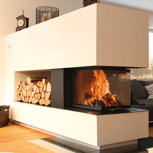 Foyer fermé à bois - 48x72x51 S3 2.0 - AUSTROFLAMM - à 3 faces / en métal / en verre